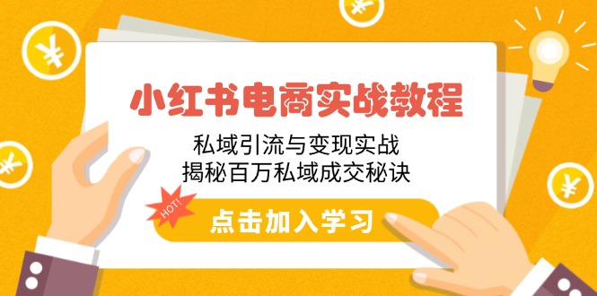 小红书电商实战教程：私域引流与变现实战，揭秘百万私域成交秘诀-泱泱学习社