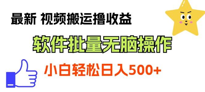 最新视频搬运撸收益，软件无脑批量操作，新手小白轻松上手-泱泱学习社