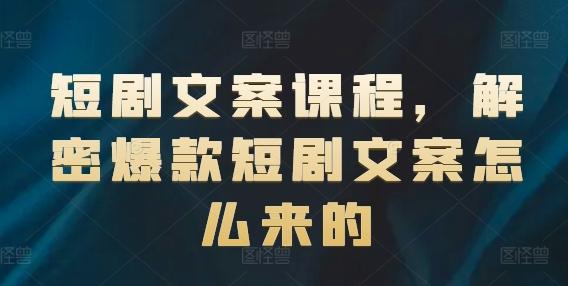 短剧文案课程，解密爆款短剧文案怎么来的-泱泱学习社