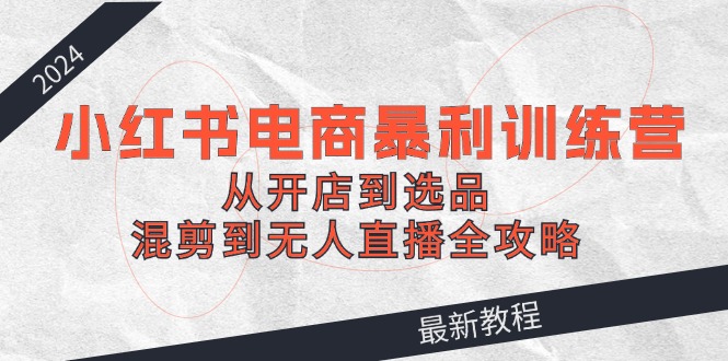 2024小红书电商暴利训练营：从开店到选品，混剪到无人直播全攻略-泱泱学习社