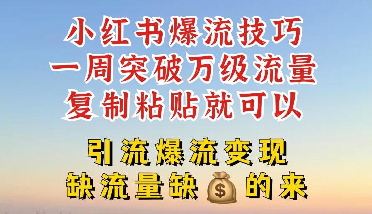 小红书爆流技巧，一周突破万级流量，复制粘贴就可以，引流爆流变现【揭秘】-泱泱学习社