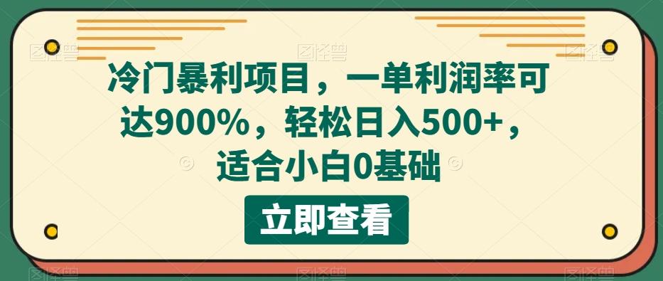 冷门暴利项目，一单利润率可达900%，轻松日入500+，适合小白0基础-泱泱学习社