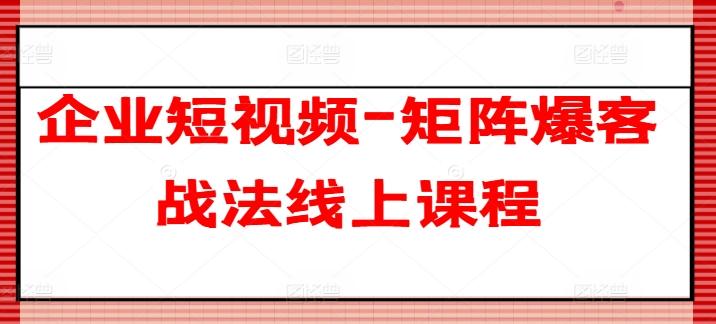 企业短视频-矩阵爆客战法线上课程-泱泱学习社