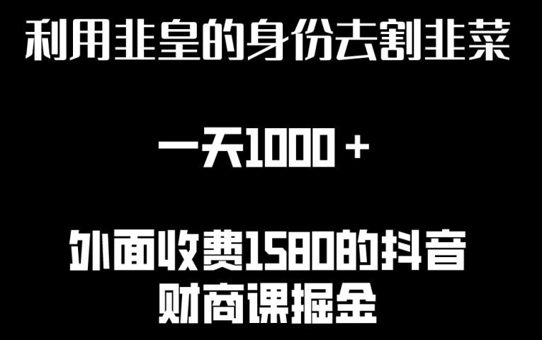 利用非皇的身份去割韭菜，一天1000+(附详细资源)【揭秘】-泱泱学习社