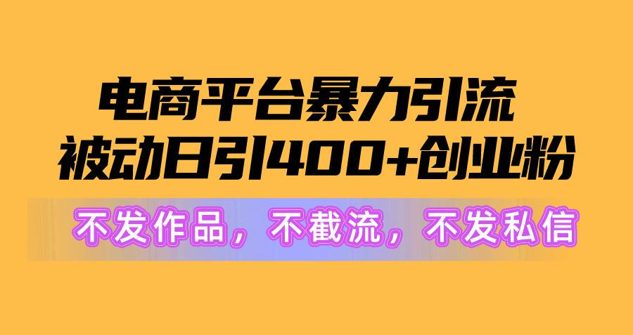 电商平台暴力引流,被动日引400+创业粉不发作品，不截流，不发私信-泱泱学习社