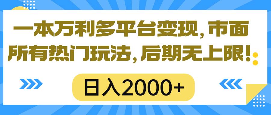 一本万利多平台变现，市面所有热门玩法，日入2000+，后期无上限！-泱泱学习社