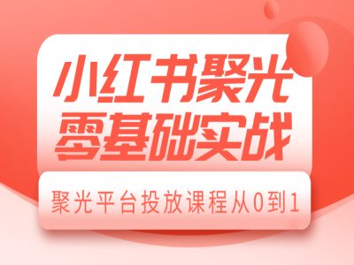 小红书聚光零基础实战，聚光平台投放课程从0到1-泱泱学习社