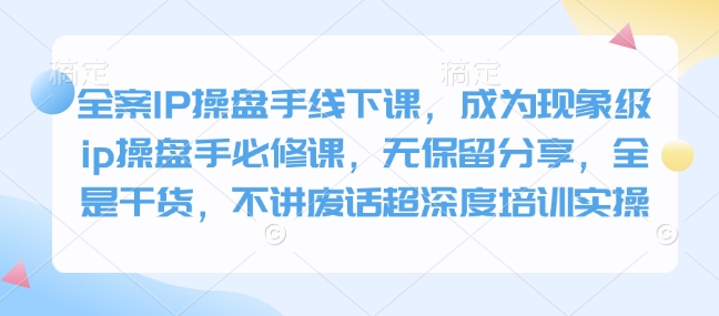 全案IP操盘手线下课，成为现象级ip操盘手必修课，无保留分享，全是干货，不讲废话超深度培训实操-泱泱学习社