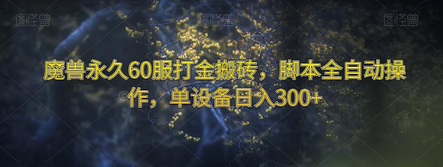 魔兽永久60服打金搬砖，脚本全自动操作，单设备日入300+【揭秘】-泱泱学习社