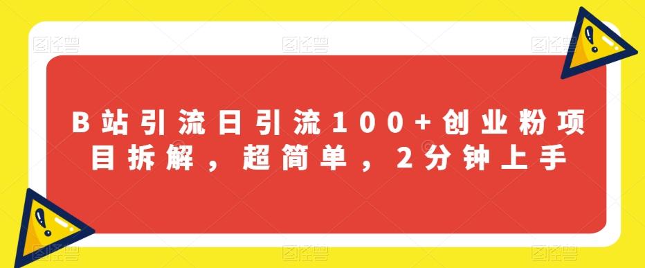B站引流日引流100+创业粉项目拆解，超简单，2分钟上手【揭秘】-泱泱学习社