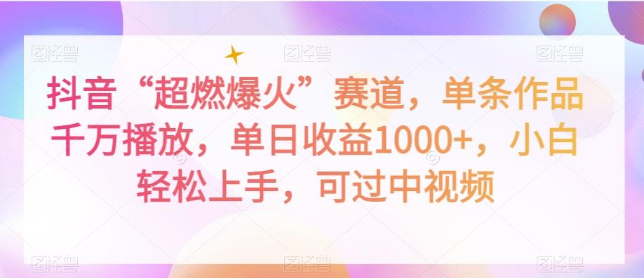 抖音“超燃爆火”赛道，单条作品千万播放，单日收益1000+，小白轻松上手，可过中视频【揭秘】-泱泱学习社