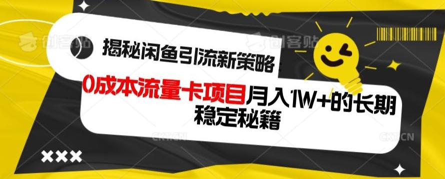 揭秘闲鱼引流新策略：0成本流量卡项目，月入1W+的长期稳定秘籍-泱泱学习社