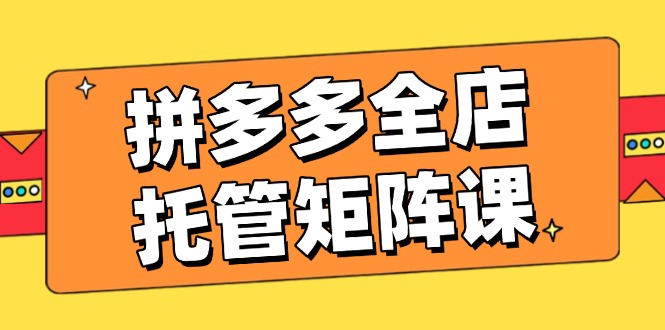 拼多多全店托管矩阵课，盈利动销玩法，高效计划设置，提升店铺效益-泱泱学习社