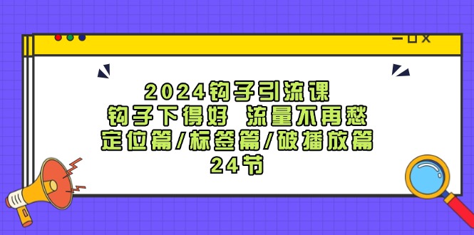 2024钩子引流课：钩子下得好流量不再愁，定位篇/标签篇/破播放篇/24节-泱泱学习社