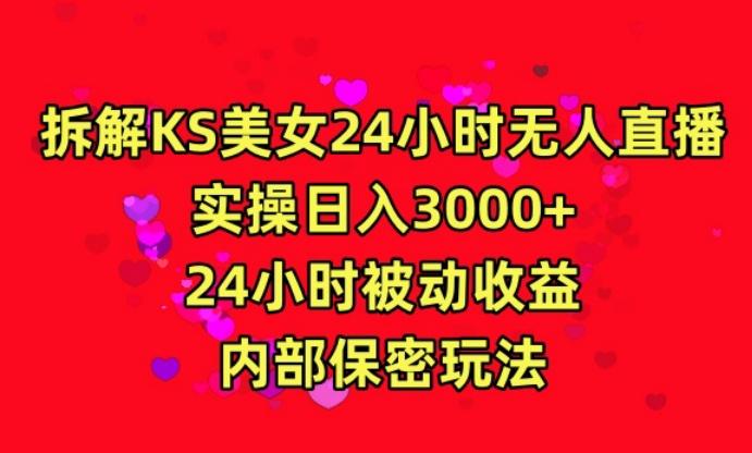 利用快手24小时无人美女直播，实操日入3000，24小时被动收益，内部保密玩法【揭秘】-泱泱学习社