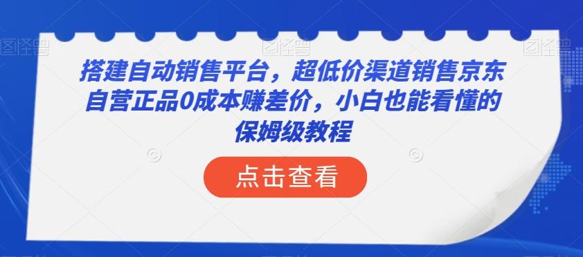 搭建自动销售平台，超低价渠道销售京东自营正品0成本赚差价，小白也能看懂的保姆级教程【揭秘】-泱泱学习社