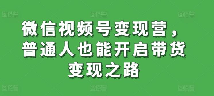 微信视频号变现营，普通人也能开启带货变现之路-泱泱学习社