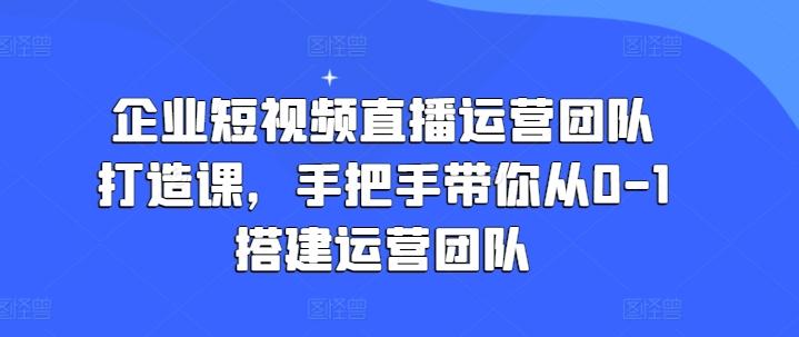 企业短视频直播运营团队打造课，手把手带你从0-1搭建运营团队-泱泱学习社