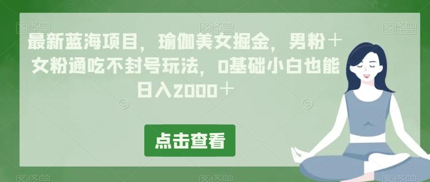 最新蓝海项目，瑜伽美女掘金，男粉＋女粉通吃不封号玩法，0基础小白也能日入2000＋-泱泱学习社