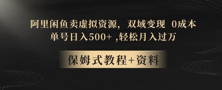 阿里闲鱼卖虚拟资源，双域变现，0成本，日入500+，轻松月入过万-泱泱学习社