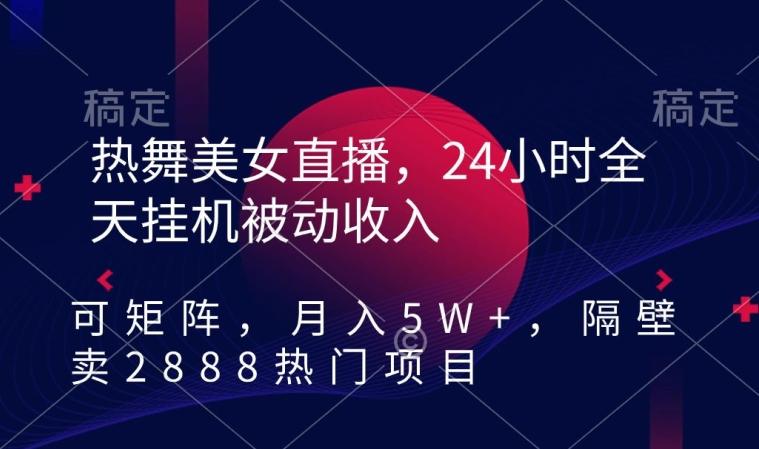 热舞美女直播，24小时全天挂机被动收入，可矩阵，月入5W+，隔壁卖2888热门项目【揭秘】-泱泱学习社