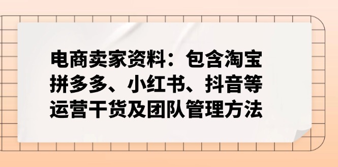 电商卖家资料：包含淘宝、拼多多、小红书、抖音等运营干货及团队管理方法-泱泱学习社