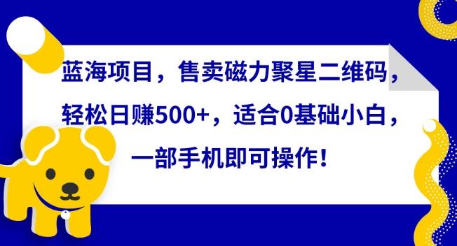 蓝海项目，售卖磁力聚星二维码，轻松日赚500+，适合0基础小白，一部手机即可操作【揭秘】-泱泱学习社