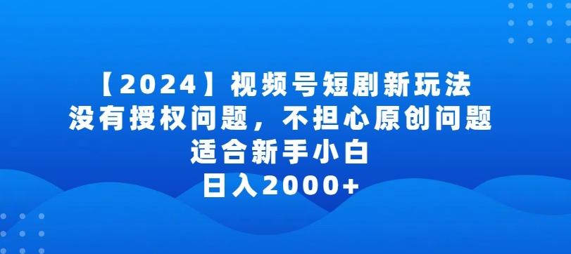 2024视频号短剧玩法，没有授权问题，不担心原创问题，适合新手小白，日入2000+【揭秘】-泱泱学习社