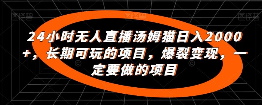 24小时无人直播汤姆猫日入2000+，长期可玩的项目，爆裂变现，一定要做的项目【揭秘】-泱泱学习社