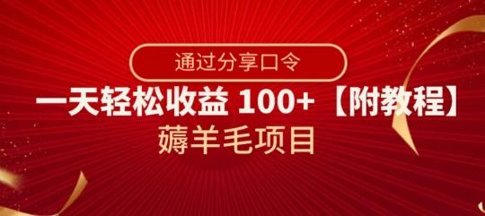 薅羊毛项目，靠分享口令，一天轻松收益100+【附教程】【揭秘】-泱泱学习社