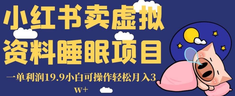 小红书卖虚拟资料睡眠项目，一单利润19.9小白可操作轻松月入3w+【揭秘】-泱泱学习社