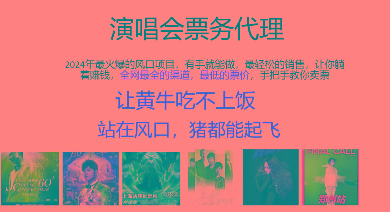 2024年最火爆风口项目，演唱会票务代理，日入2000+，一部手机就能搞定！-泱泱学习社