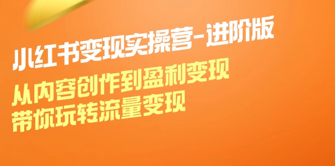 小红书变现实操营进阶版：从内容创作到盈利变现，带你玩转流量变现-泱泱学习社