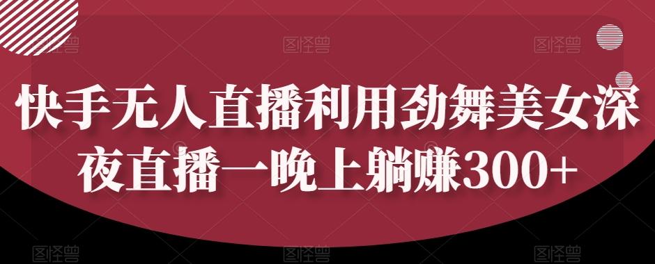 快手无人直播利用劲舞美女深夜直播一晚上躺赚300+-泱泱学习社