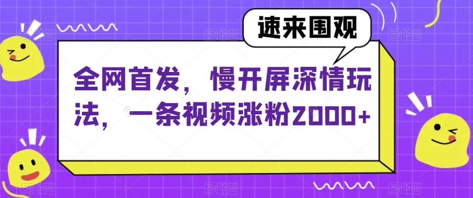 全网首发，慢开屏深情玩法，一条视频涨粉2000+【揭秘】-泱泱学习社