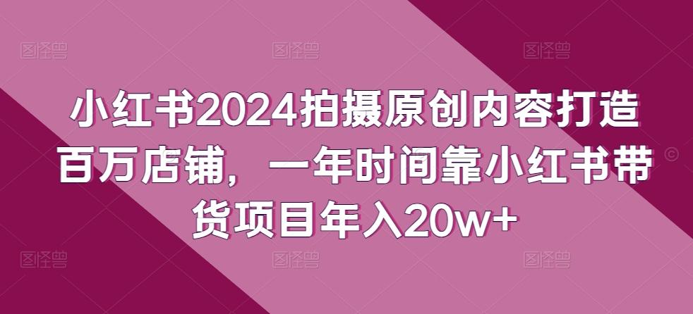 小红书2024拍摄原创内容打造百万店铺，一年时间靠小红书带货项目年入20w+-泱泱学习社