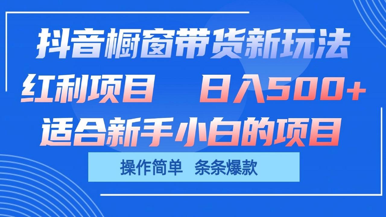 抖音橱窗带货新玩法，单日收益500+，操作简单，条条爆款-泱泱学习社