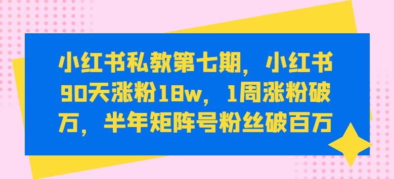 小红书私教第七期，小红书90天涨粉18w，1周涨粉破万，半年矩阵号粉丝破百万-泱泱学习社