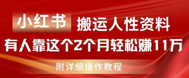 小红书搬运人性资料，有人靠这个2个月轻松赚11w，附教程【揭秘】-泱泱学习社