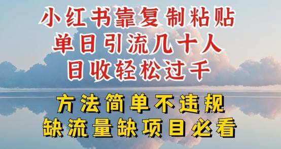 小红书靠复制粘贴单日引流几十人目收轻松过千，方法简单不违规【揭秘】-泱泱学习社