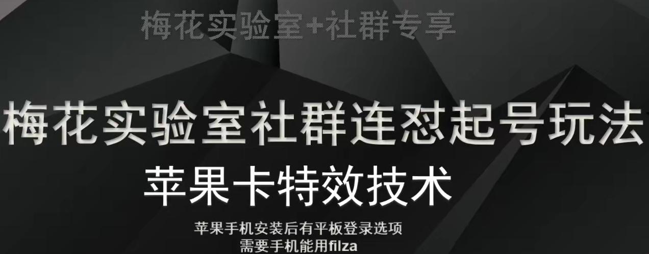 梅花实验室社群视频号连怼起号玩法，最新苹果卡特效技术-泱泱学习社