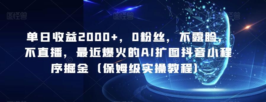 单日收益2000+，0粉丝，不露脸，不直播，最近爆火的AI扩图抖音小程序掘金（保姆级实操教程）-泱泱学习社