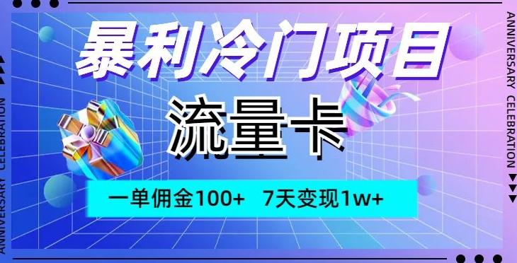 暴利冷门项目，流量卡，一单佣金100+，7天变现1w+-泱泱学习社