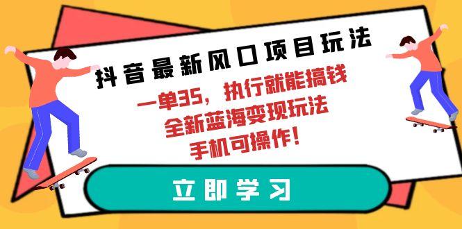(9948期)抖音最新风口项目玩法，一单35，执行就能搞钱 全新蓝海变现玩法 手机可操作-泱泱学习社
