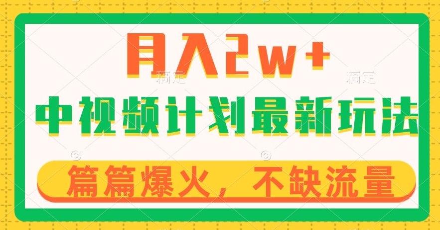 中视频计划全新玩法，月入2w+，收益稳定，几分钟一个作品，小白也可入局【揭秘】-泱泱学习社