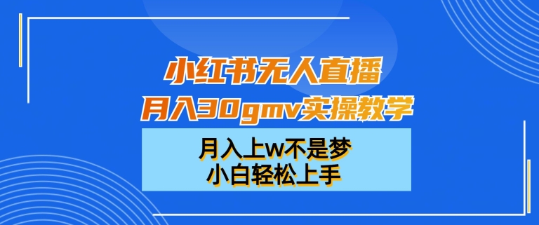 小红书无人直播月入30gmv实操教学，月入上w不是梦，小白轻松上手【揭秘】-泱泱学习社