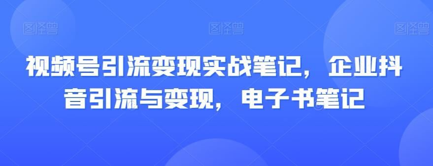 视频号引流变现实战笔记，企业抖音引流与变现，电子书笔记-泱泱学习社