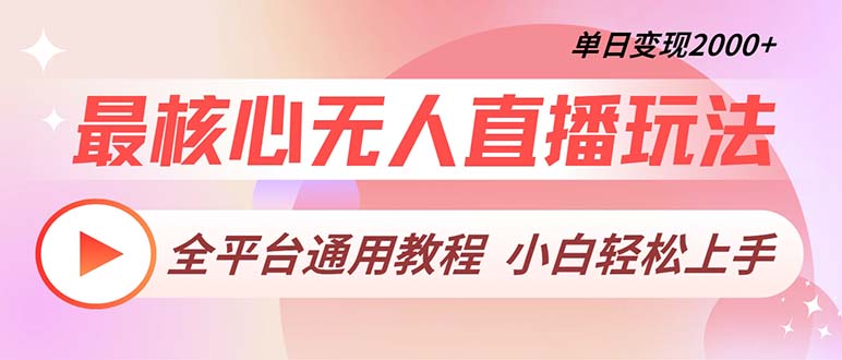 最核心无人直播玩法，全平台通用教程，单日变现2000+-泱泱学习社