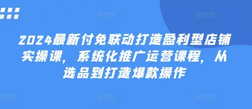 2024最新付免联动打造盈利型店铺实操课，​系统化推广运营课程，从选品到打造爆款操作-泱泱学习社