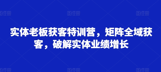 实体老板获客特训营，矩阵全域获客，破解实体业绩增长-泱泱学习社